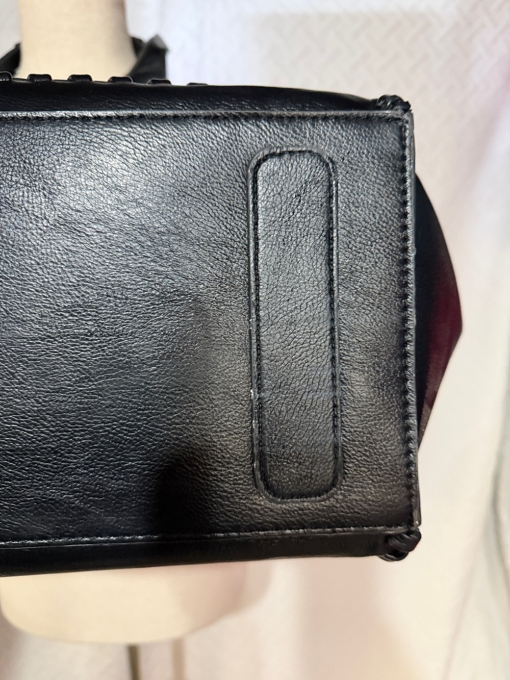 BCBGMaxAzria Black Leather Whipstitch Accent Tote - Picture 3 of 6